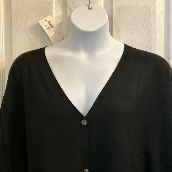 NWT A New Day Women’s Plus 4X Black V-Neck Button Front Cardigan Drop Shoulder - Picture 8 of 16